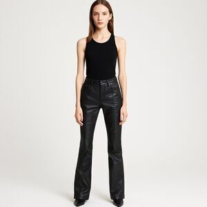 BEBE vintage Black 100% Leather Flare Pants